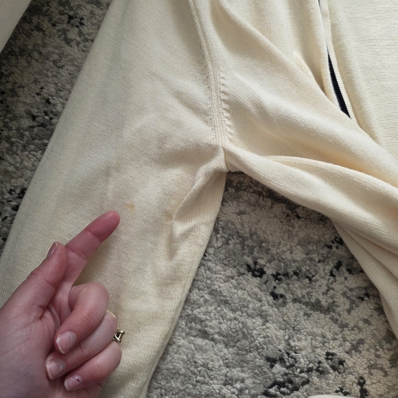 Vintage Talbots Cardigan Sweater Womens L Cream With Black Trim Preppy 90s Chic - Picture 5 of 10